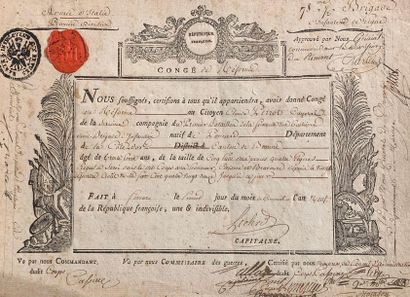 Congé de reforme à entête de l'armée d'Italie,...