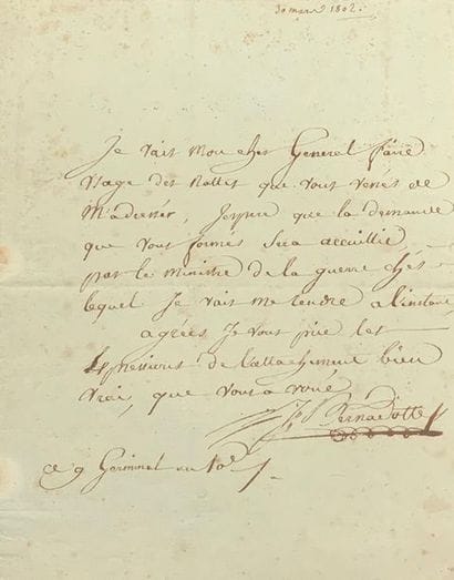 Jean-Baptiste Jules BERNADOTTE (1769-1821).
L.A.S....