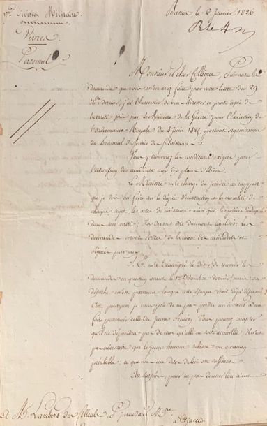 Lot de deux lettres comprenant:
- Ordonnance...