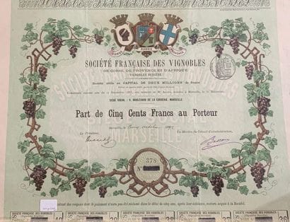 Part de 500 Francs de la Société Française...