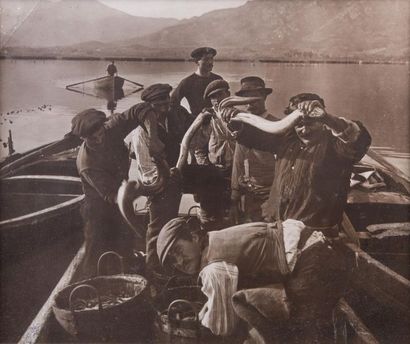 Anonyme.
La pêche des anguilles sur l'étang...