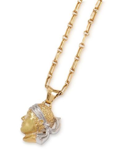 Pendentif en or deux tons 18K (750/1000)...