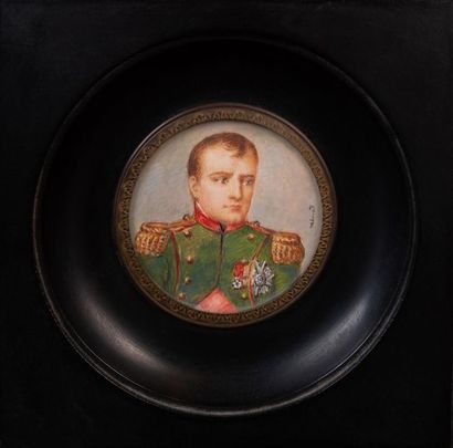 Miniature sur ivoire 
Portrait de Napoléon...