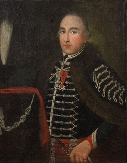 Ecole du début du XIXème
Portrait d'un hussard.
Huile...