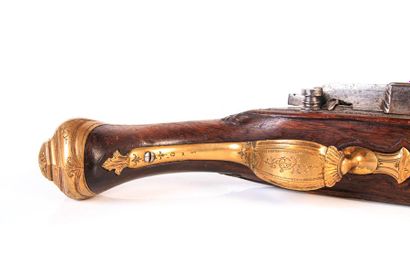 Paire de pistolets à silex italiens d’officier,...