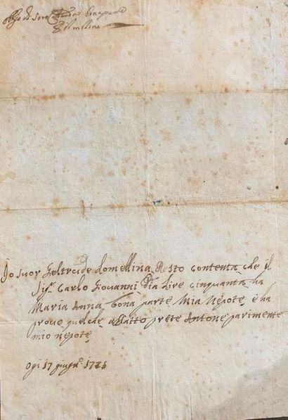Lomeilina BONAPARTE :Document autographe...