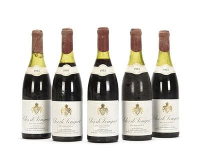 5 bouteilles CLOS DE VOUGEOT (Grand Cru)...