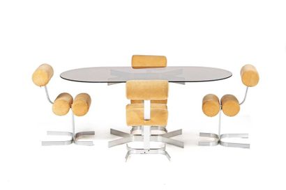 Pierre VANDEL (1939) 

Table et 4 chaises?Aluminium,...