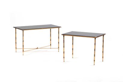 MAISON BAGUES (attribué à) 

Suite de 2 tables?Métal,...