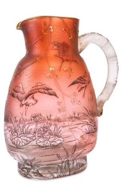 DAUM 

Pichet?Verre gravé à l’acide et émaillé...