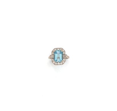 Ring in 18K (750/1000) white gold and platinum...