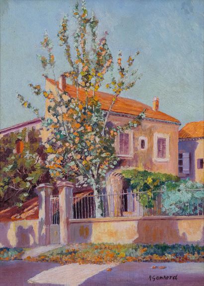 GONTARD 

La maison dans le village 

Huile...