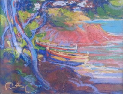 Louis FORTUNEY (1875-1951) 

Barque en bord...