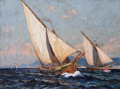 Gustave VIDAL (1895-1966) 

Bateaux en mer...