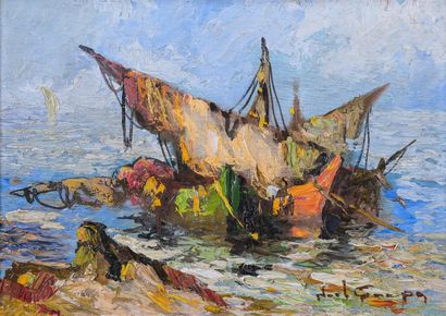 Noël CANEPA (1935) 

Barques en mer 

Huile...