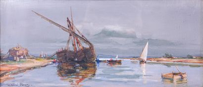 Aimé PONSON (1850-1924) 

Bateaux amarrés...