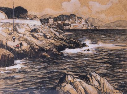 Gustave VIDAL (1895-1966) 

La corniche 

Crayon...