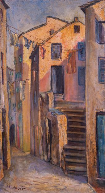 F. ROCCHESANI (XX) 

Rue à Calvi 

Huile...
