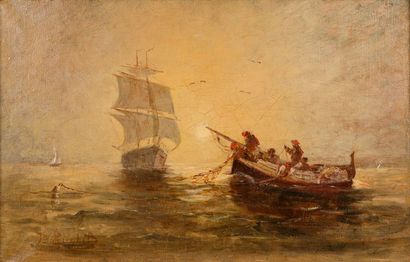 Joseph SUCHET (1824-1896) 

Bateaux en mer...
