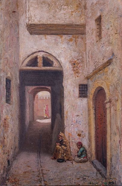 Joseph SINTES (1829-1913) 

Ruelle animée...