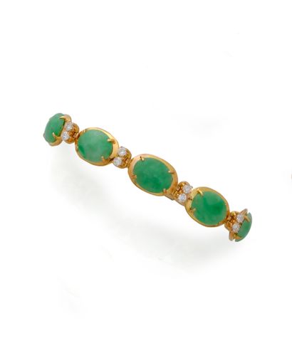 Bracelet en or jaune 18K (750/1000) à mailles...