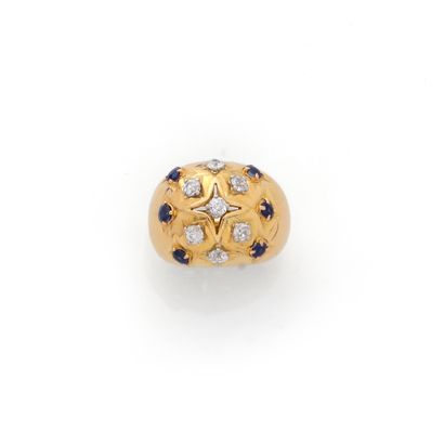 Bague boulle en or jaune 18K (750/1000) ornée...