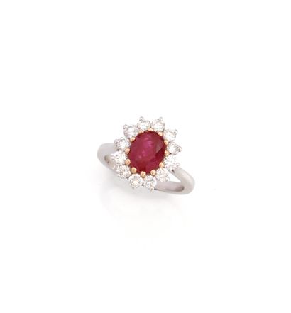 Bague pompadour en platine (850/1000) et...