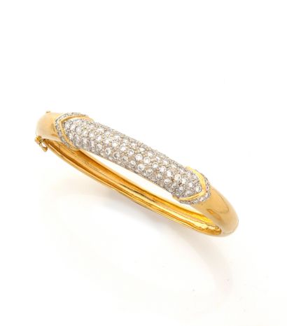 Bracelet jonc en or deux tons 18K (750/1000)...