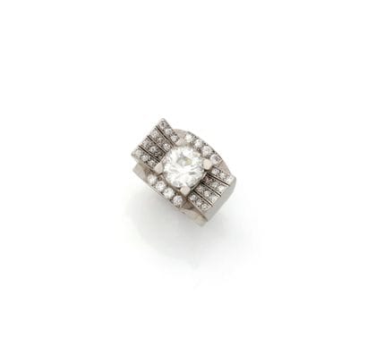 Bague en platine (850/1000) et or gris 18K...