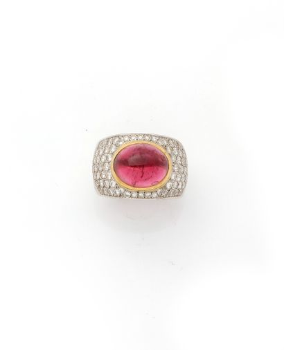 Bague bandeau en or deux tons 18K (750/1000)...