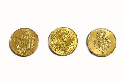 
FRANCE

Ensemble de 3 jetons en or. 1980
R/...