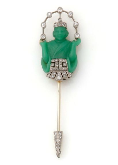 Epingle à jabot en or gris 18K (750/1000)...