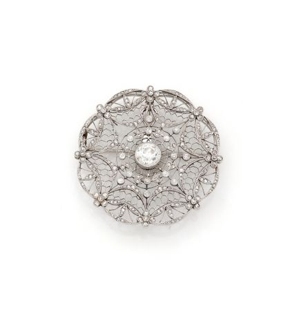 Broche-pendentif en platine (850/1000) en...