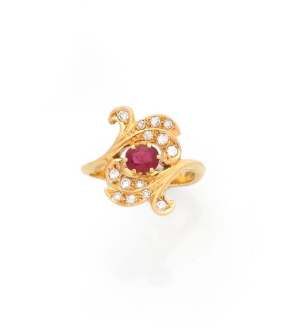 Bague en or jaune 18K (750/1000) représentant...