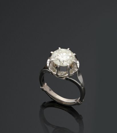 Solitaire en or gris (750/1000) d'un diamants...