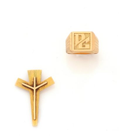 Lot en or jaune 18K (750/1000) comprenant...