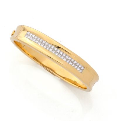 Bracelet jonc en or deux tons 18K (750/1000)...