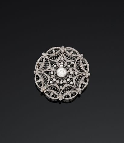 Broche-pendentif en platine (850/1000) en...