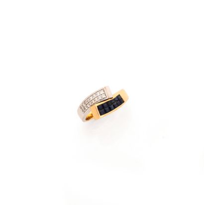 Bague croisée en or jaune 18K (750/1000)...