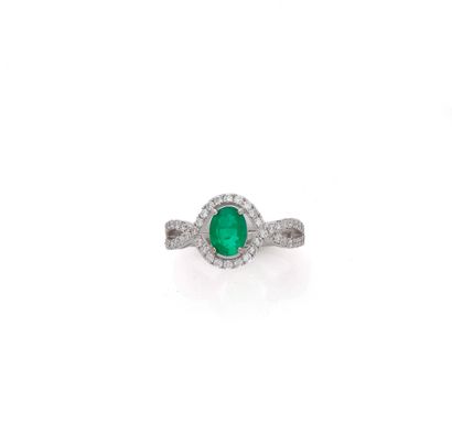 Bague en or gris 18K (750/1000) composée...