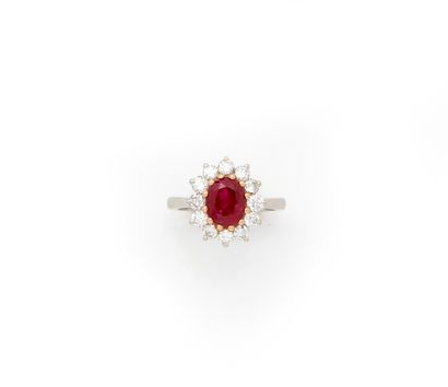 Bague pompadour en platine (850/1000) et...