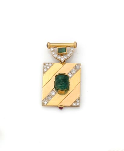 Pendentif or jaune 18K (750/1000) et platine...