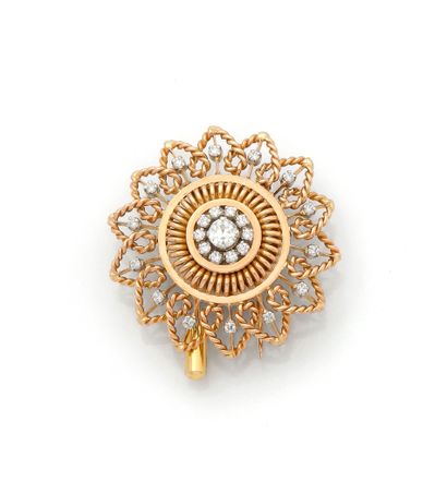 Broche pendentif en or jaune 18K (750/1000)...