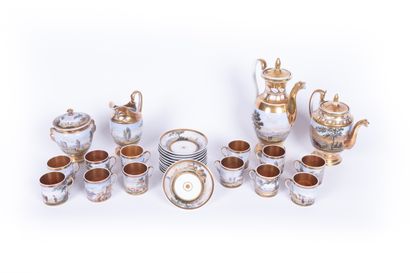 Service in gilded and polychrome porcelain...