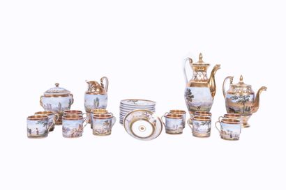 Service in gilded and polychrome porcelain...