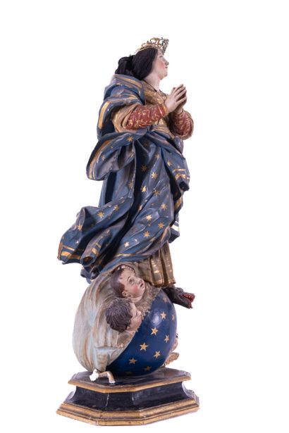 Virgin of the Assumption in wood carved in...
