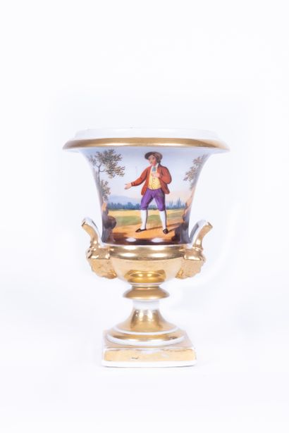 Vase in gilded and ploychrome porcelain of...