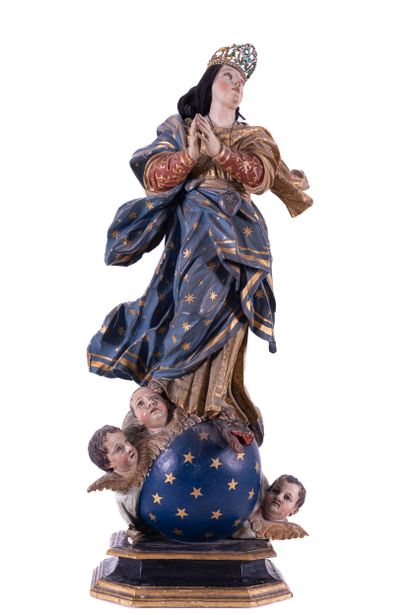 Virgin of the Assumption in wood carved in...