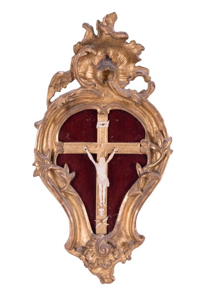 Crucifix painting of violin form in carved...