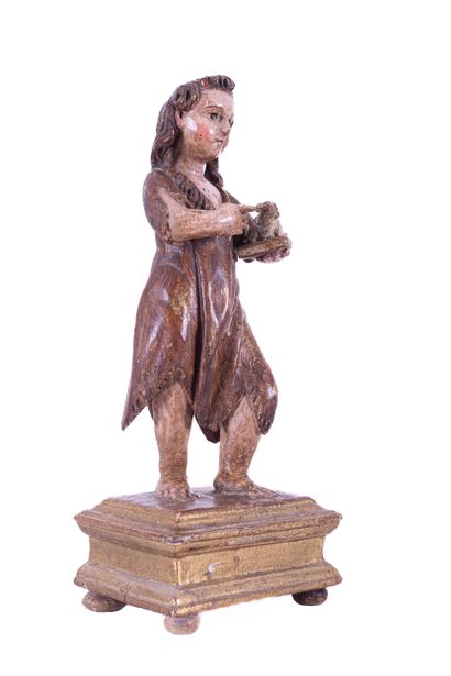Saint John the Baptist child in wood carved...